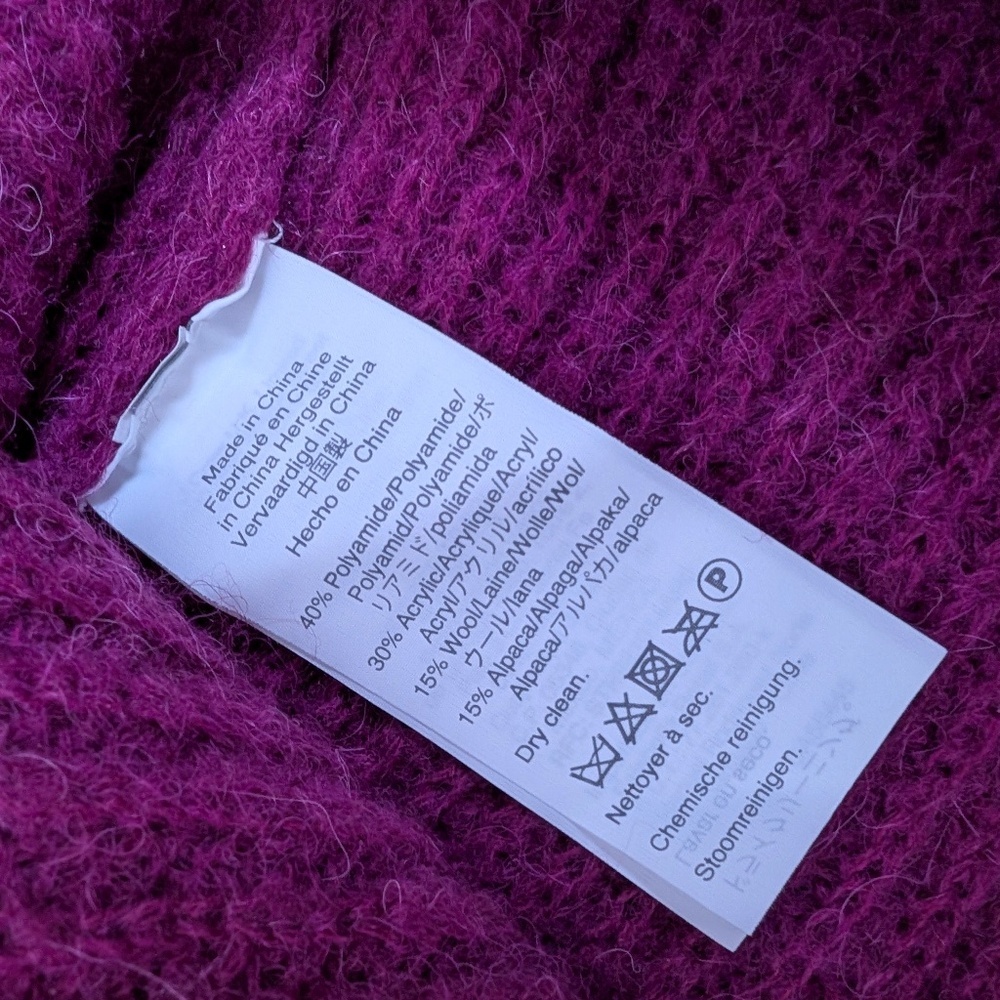 J. Crew Pink Knit Crew Neck Ribbed Long Sleeve Asymmetrical Beaded Shoulder - Picture 4 of 11